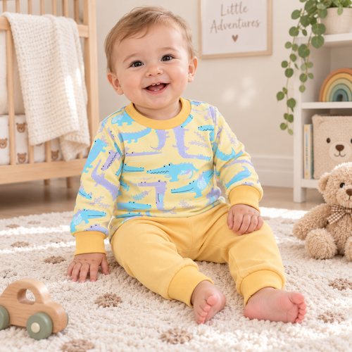 Boys Baby Boys Yellow Crocodiles Set lifestyle image