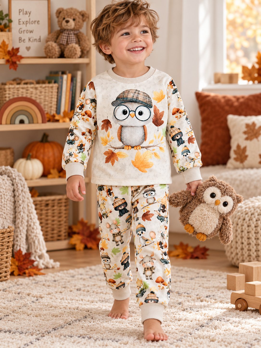 Boys Girls Owl Set With Pants lifestyle image
