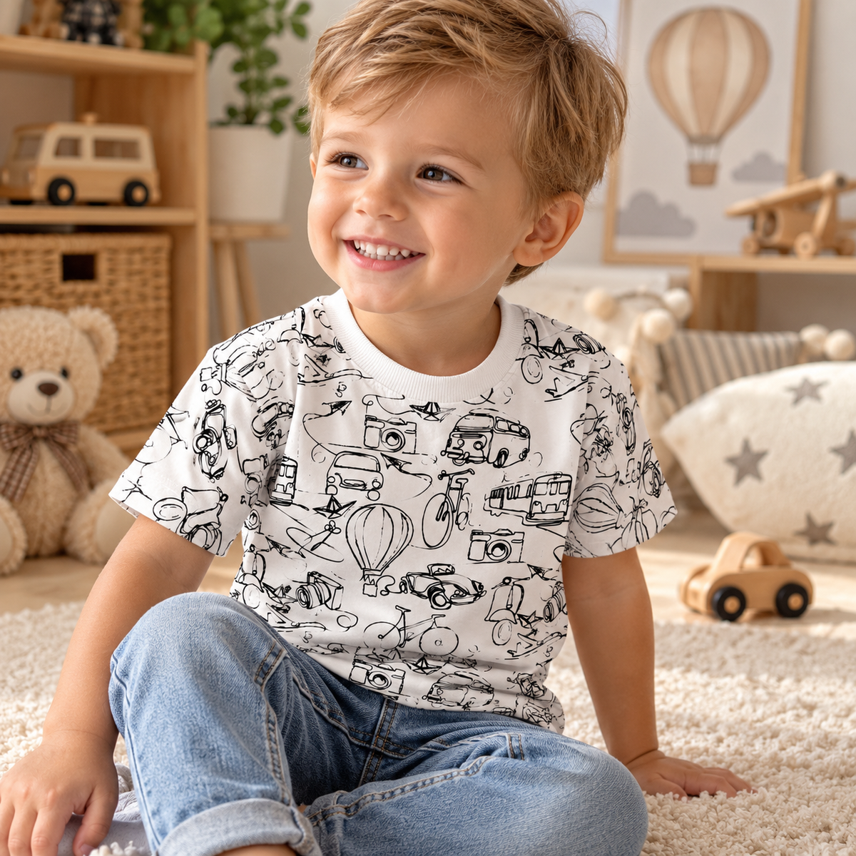 Boys Black and White T-Shirt