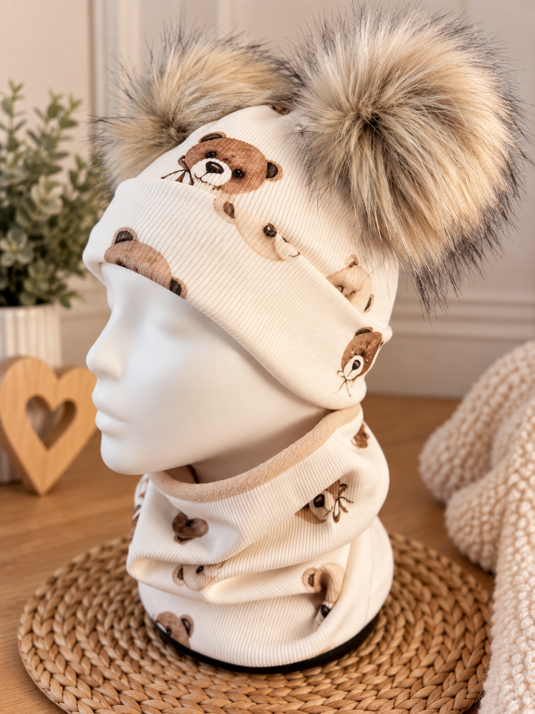 Girls/ Boys Bears  Fleece Hat Set