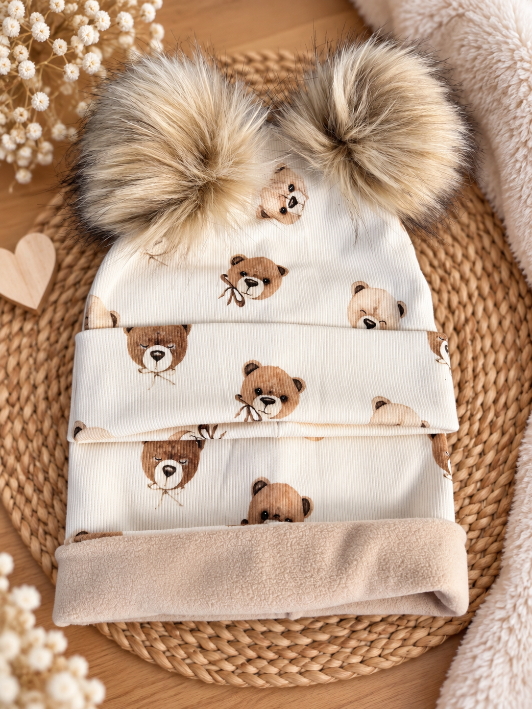 Girls/ Boys Bears  Fleece Hat Set