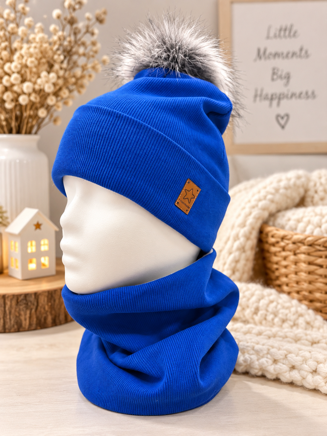 Boys Royal Blue Fleece Hat Set