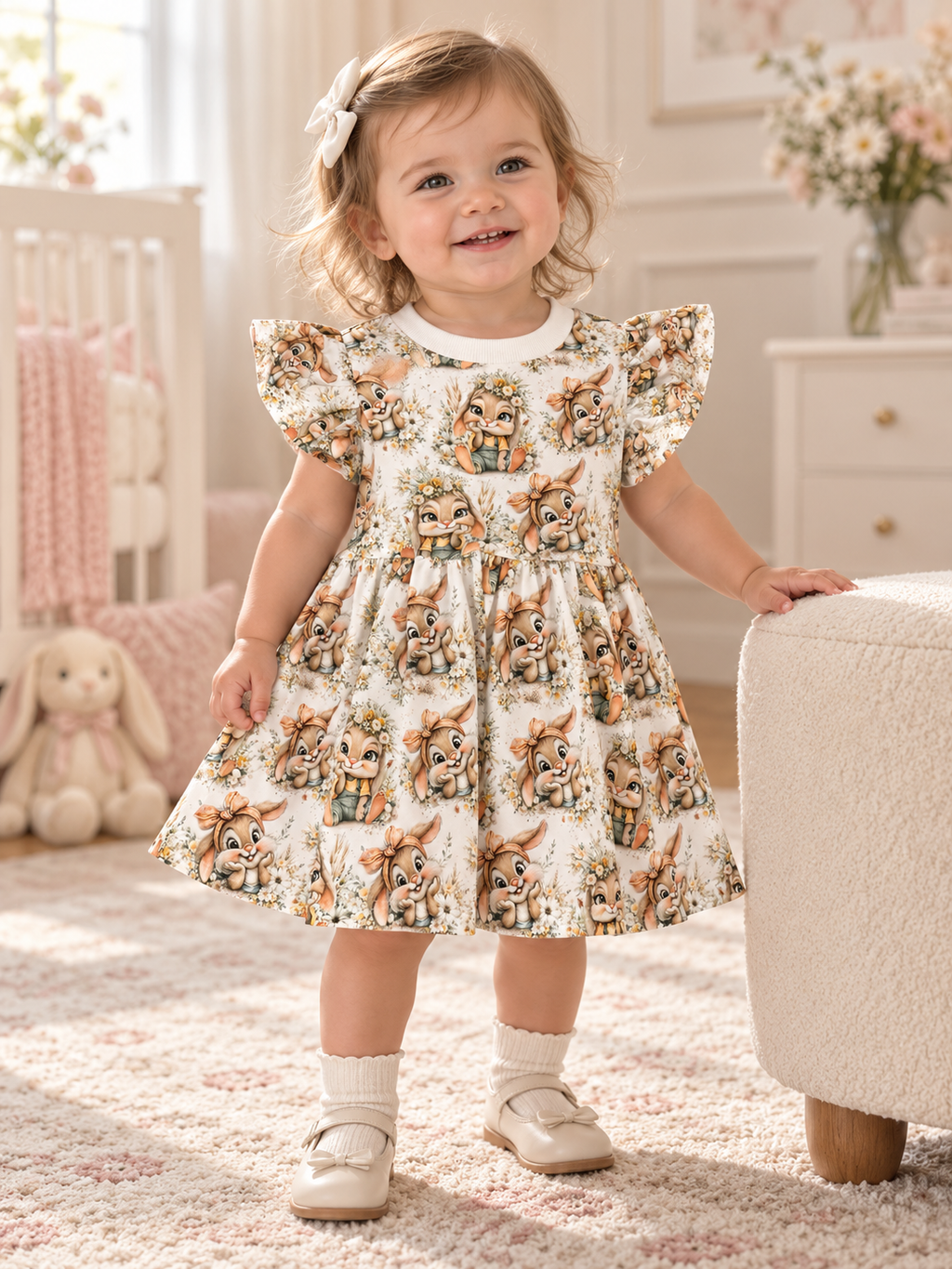 Baby Girls Bunny Short Sleeve Dress