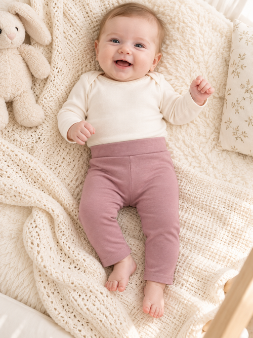 Baby Girls Dusty Pink Leggings lifestyle image
