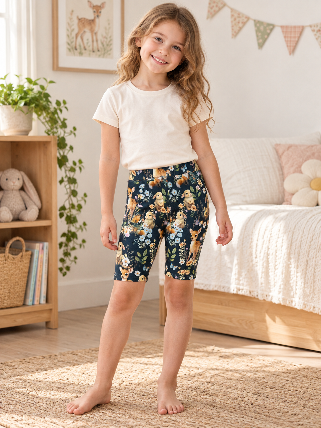 Child wearing Girls Dark Forest Short Leggings