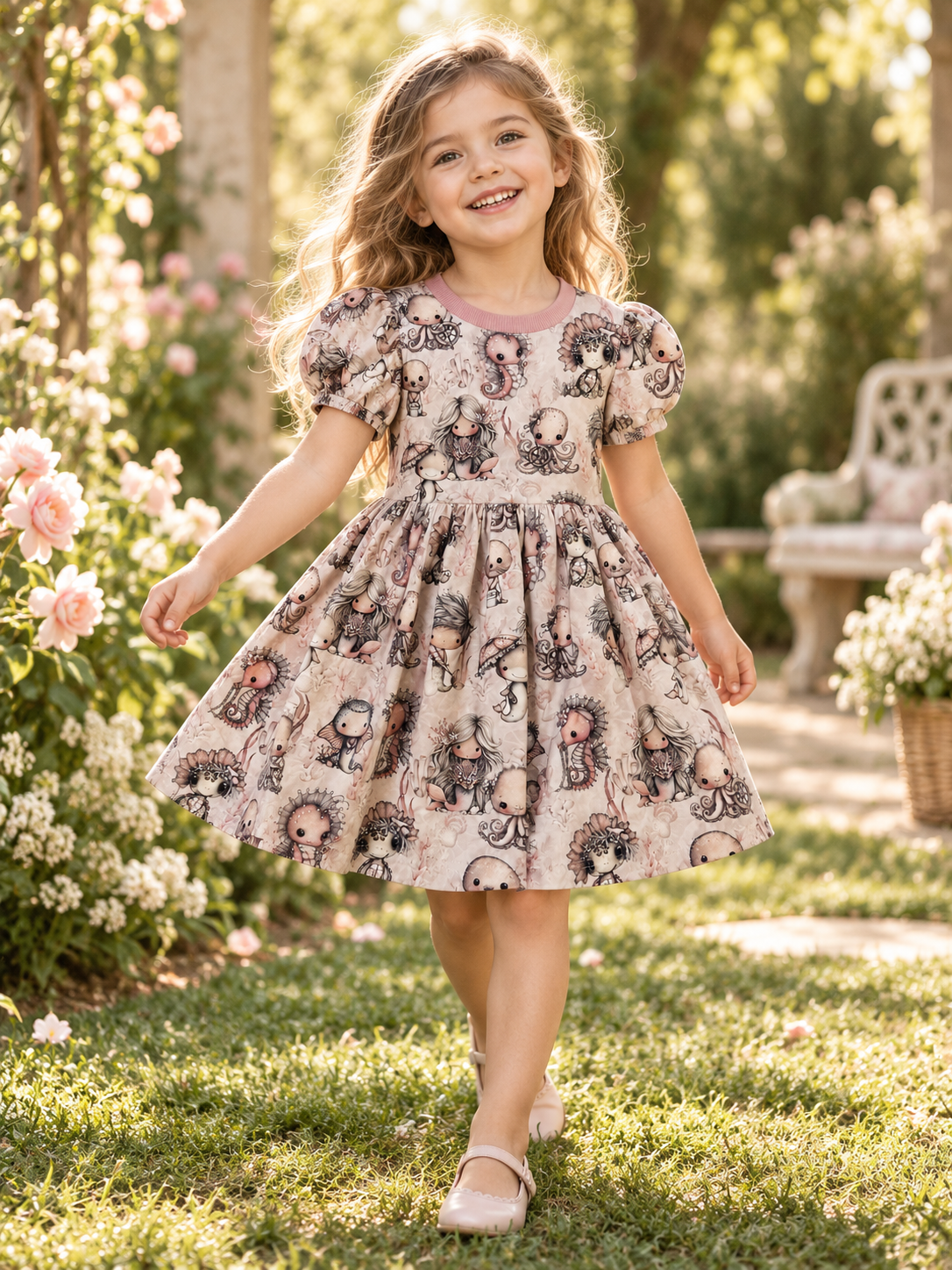 Child wearing Girls Mermaid Dress in a natural lifestyle setting